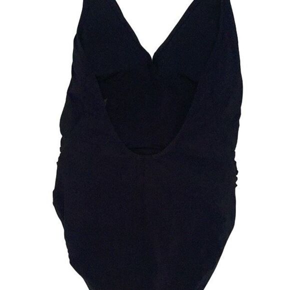 Bleu Rod Beattie Womens Ruched Open Back Halter One Piece Swimsuit Black Size 4 - Picture 3 of 4